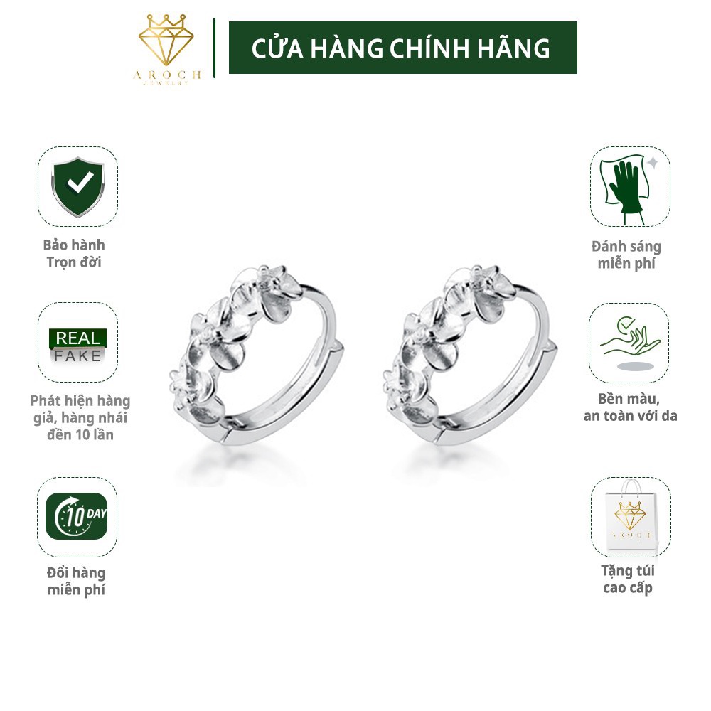 Bông Tai Bạc Nữ Aroch Jewelry Hoa Hồng Trắng Sang Trọng, Tinh Tế G6744