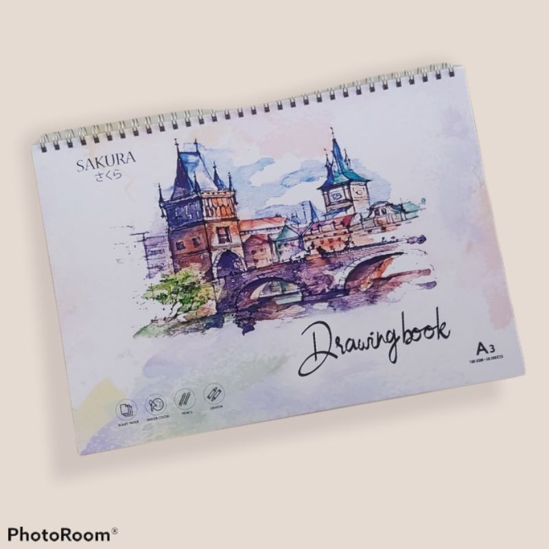 [Mã LIFEBOOK1 giảm 30K đơn 150K] Sổ vẽ màu nước 160gsm Sakura a3 50 tờ, sketchbook a3 hàng Việt chất lượng cao