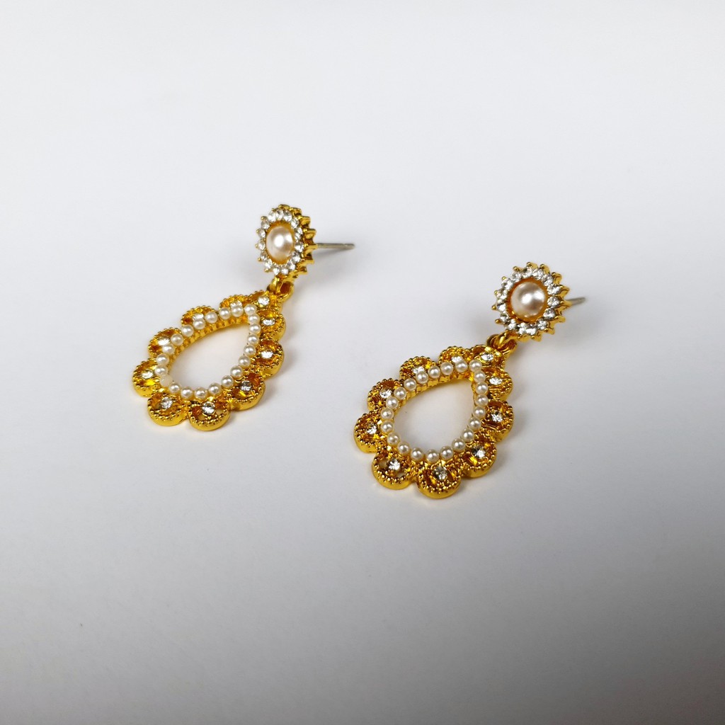 Bông tai nữ đính đá gắn ngọc trai nhân tạo sang chảnh khuyên tai nữ hoa tai NO SKU 28 TOBI STORE