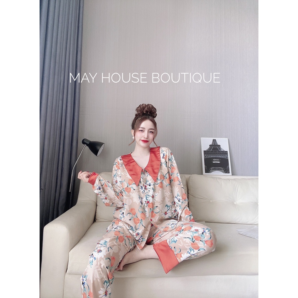 Đồ Bộ Tay Dài Cổ Nhọn 50-100kg Bigsize Lụa Nhật Mặc Nhà Cho Nàng Múp | BigBuy360 - bigbuy360.vn