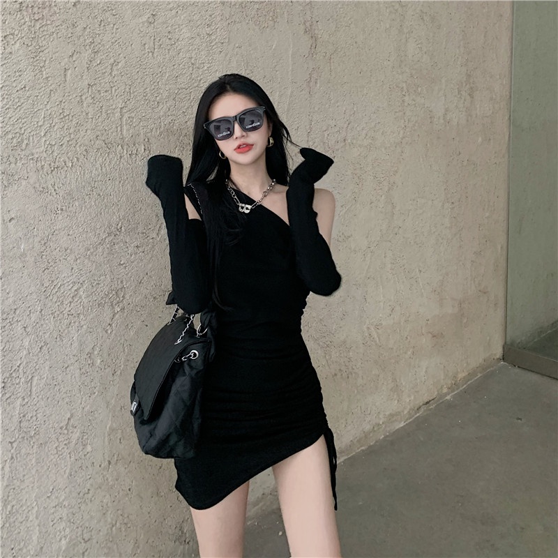 IELGY  Đầm Ôm Dáng Không Dây Màu Trơn Thời Trang Hàn Quốc Dành Cho Nữ Màu Sắc