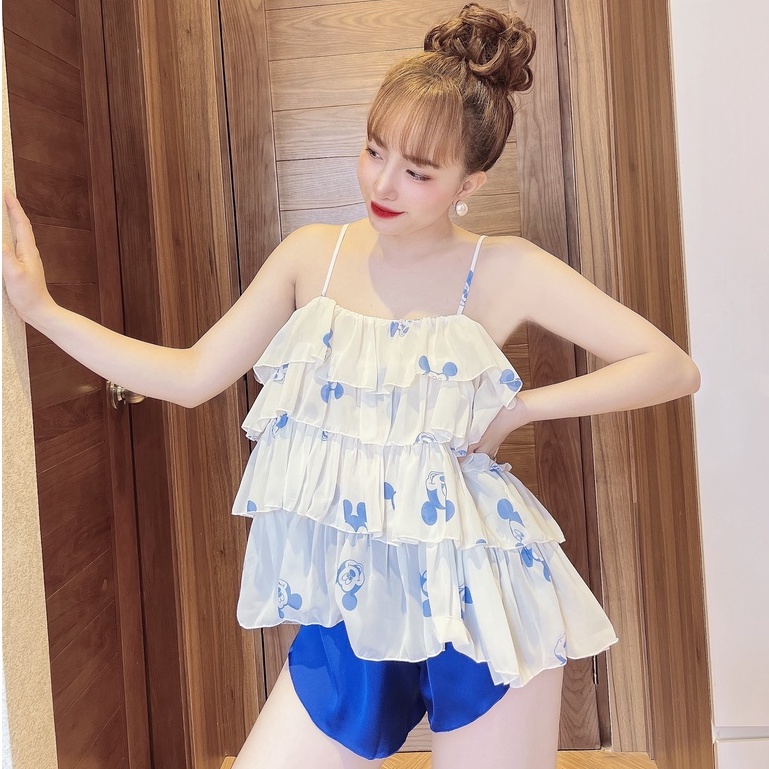 Bộ Đồ Ngủ Nữ SOJUN Vải Chiffon 4 Tầng Dưới 65Kg