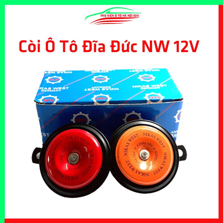 Bộ 2 còi ô tô đĩa Đức dùng điện 12V NW dùng cho ô tô xe máy