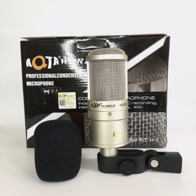 Mic thu âm livestream AQTA AQ220-kèm dây và sốc mao bảo hành 6 tháng