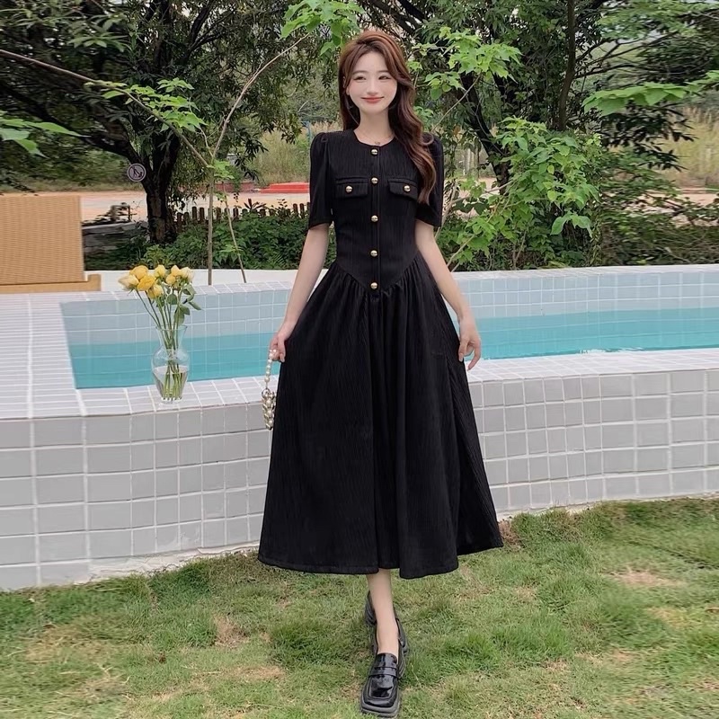 N44Váy công chúa CÓ BIG SIZE tiểu thư xanh bơ hot trend dáng dài tay bồng ulzzang nữ tính