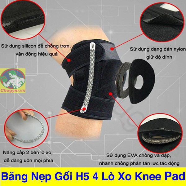 Băng đầu gối thể thao Aolikes 7618 Gym, Tennis, Đá bóng, Cầu lông, Bóng chuyền Đệm silicon và 4 nẹp lò xo xeoto0205