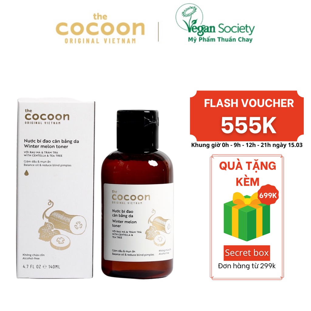 Nước bí đao cân bằng da (Winter melon toner) Cocoon 140ml - Vegan Society | BigBuy360 - bigbuy360.vn