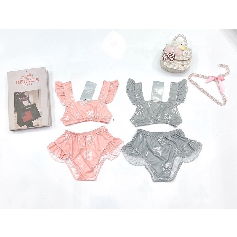 SBG362 - SET 2 BỘ BIKINI ĐI BIỂN CHO BÉ GÁI HỒNG XÁM