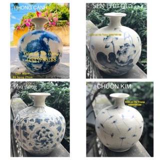 Bình hút Tài Lộc Gốm sứ Bát Tràng cao cấp Men rạn vẽ hoạ tiết