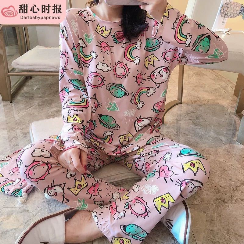 Đồ bộ nữ mặc nhà dễ thương, đồ ngủ dài tay thu đông chất thun mềm phối nơ cao cấp