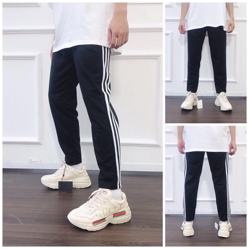 Quần jogger nam nữ thể thao Bigsize, quần ống suông 3 sọc 1 sọc chất vải dày dặn