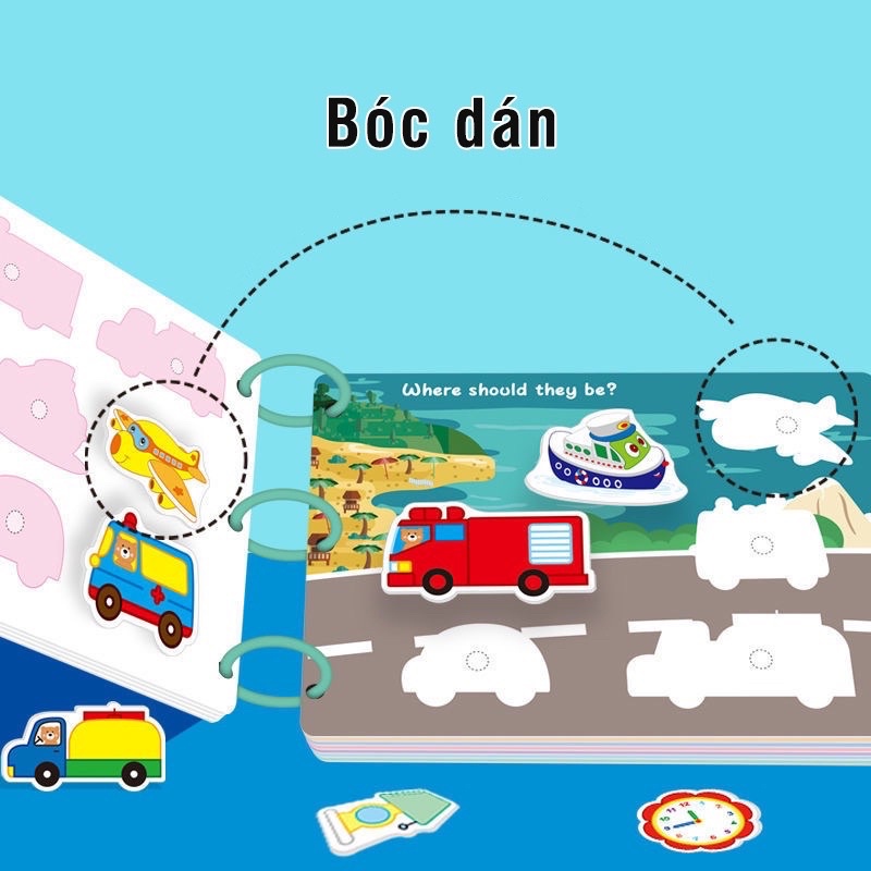 Học Liệu Bóc Dán 17 Chủ Đề Montessori - có thể dán đi dán lại nhiều lần