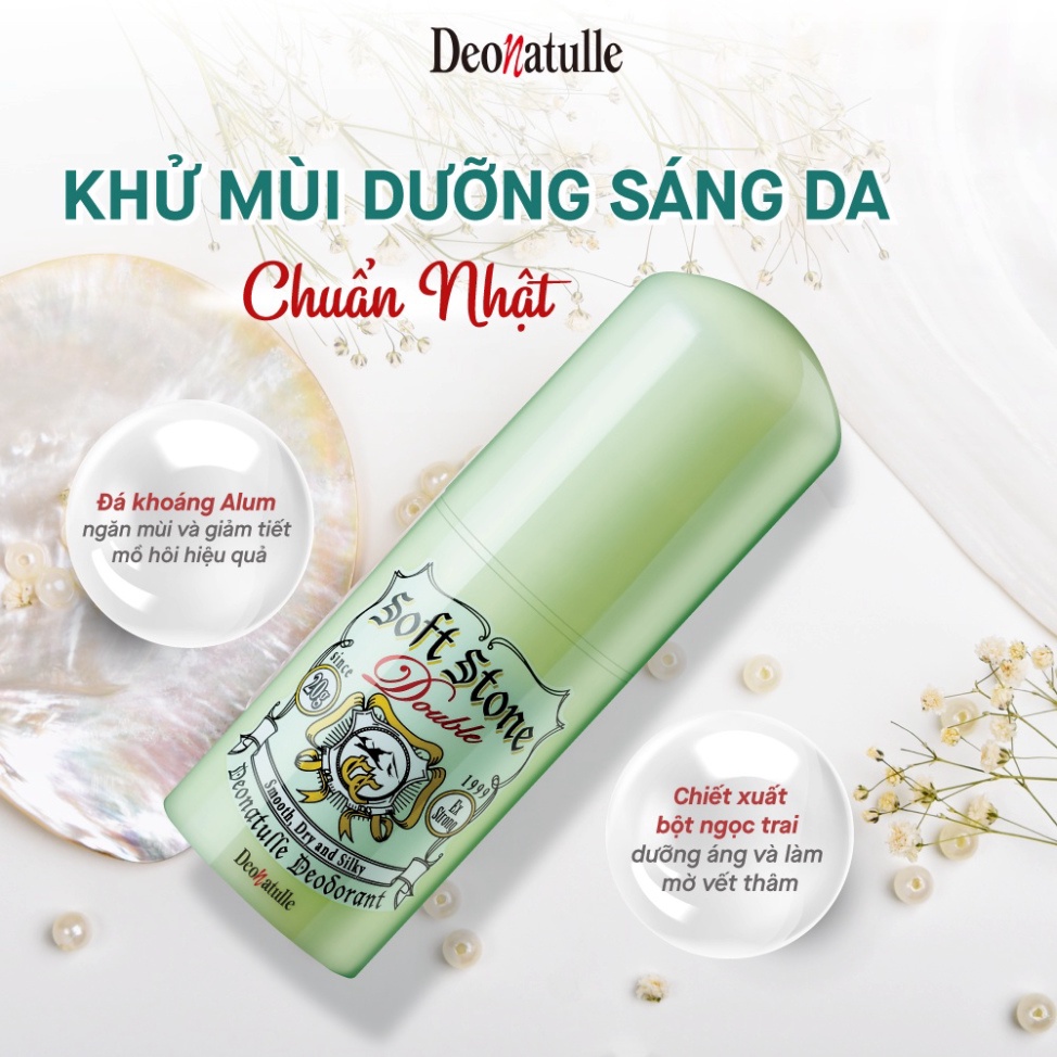 Lăn Khử Mùi Deonatulle Đá Khoáng Làm Sáng Da 20g Soft Stone W Double Deodorant #Color Control