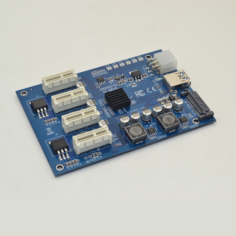 Card Mở Rộng Chuyển Đổi PCI-E X1 Sang 4Pcie X16 6 Pin USB Cho PCI express 2.0 11