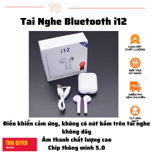 Tai Nghe Bluetooth không dây Nhét Tai, Tai nghe không dây IOS Và Android Siêu Hay i12