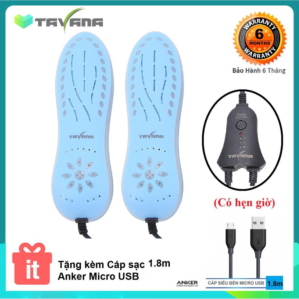 Máy sấy giày cao cấp Tavana SG-001 (có hẹn giờ) tặng dây cáp sạc