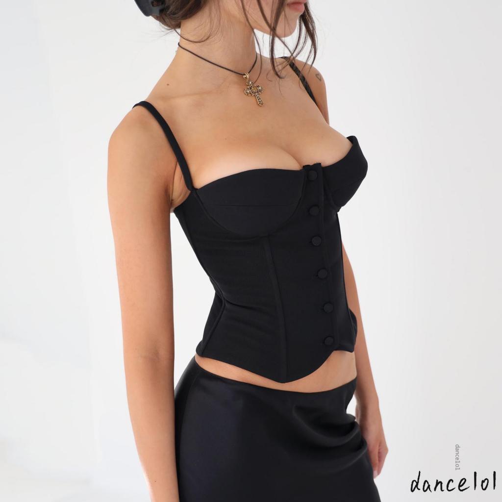 Áo Tank Top Hở Lưng In Hoa Hoạt Hình dance1o1