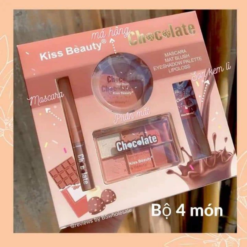 Set 4 sản phẩm makeup Kiss Beauty Chocolate | BigBuy360 - bigbuy360.vn
