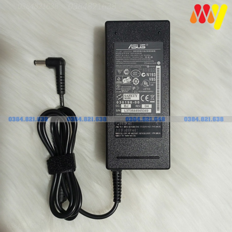 Sạc Laptop Asus 19V - 4.74A  90W đầu cắm 5mm x 2.5mm New 100%, kèm dây nguồn. Bảo hành 12 tháng đổi  mới