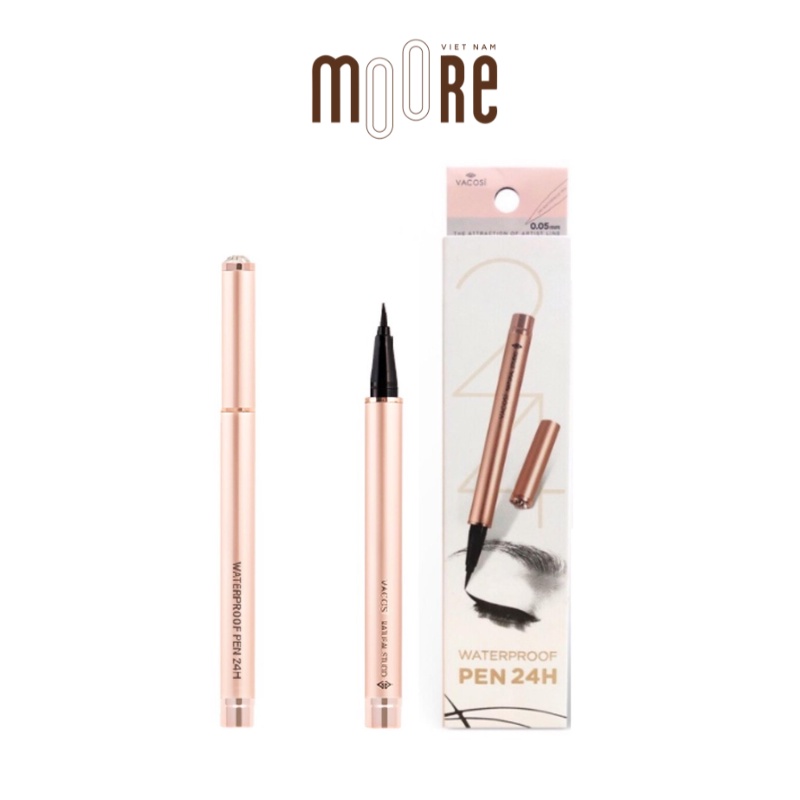 Kẻ mắt nước lâu trôi chống nước Vacosi Natural Studio 24h Waterproof Pen