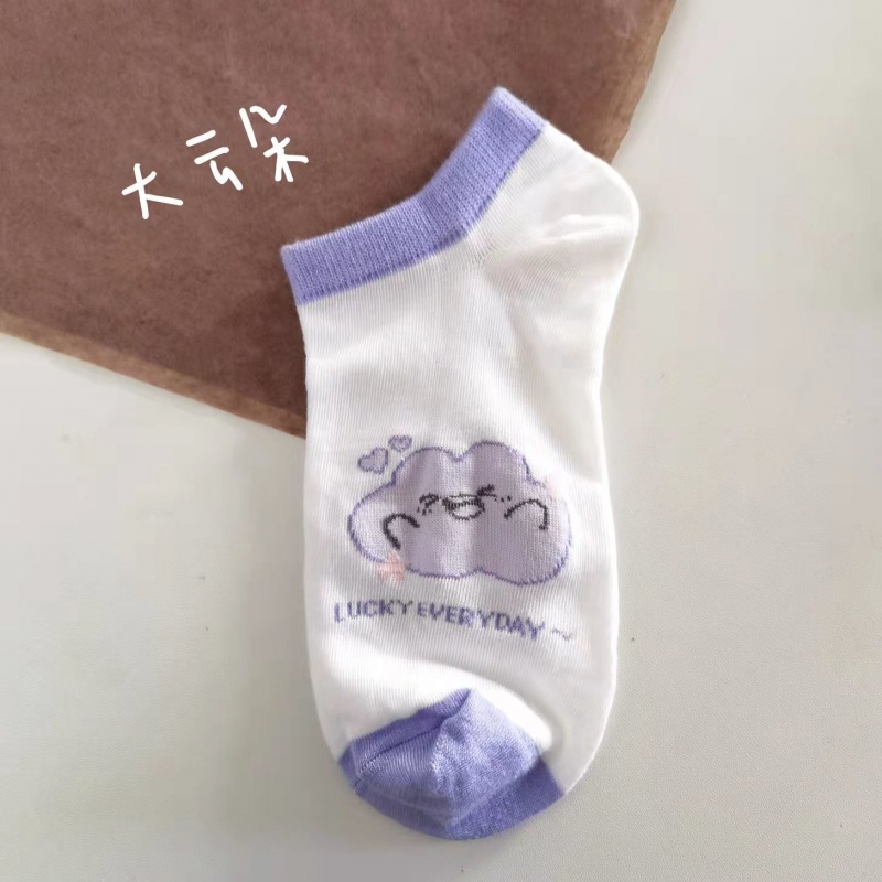 Vớ Thuyền Mỏng Mùa Hè Miệng Nông In Họa Tiết Thỏ Đám Mây Phong Cách Nhật Bản Dễ Thương Cho Nữ