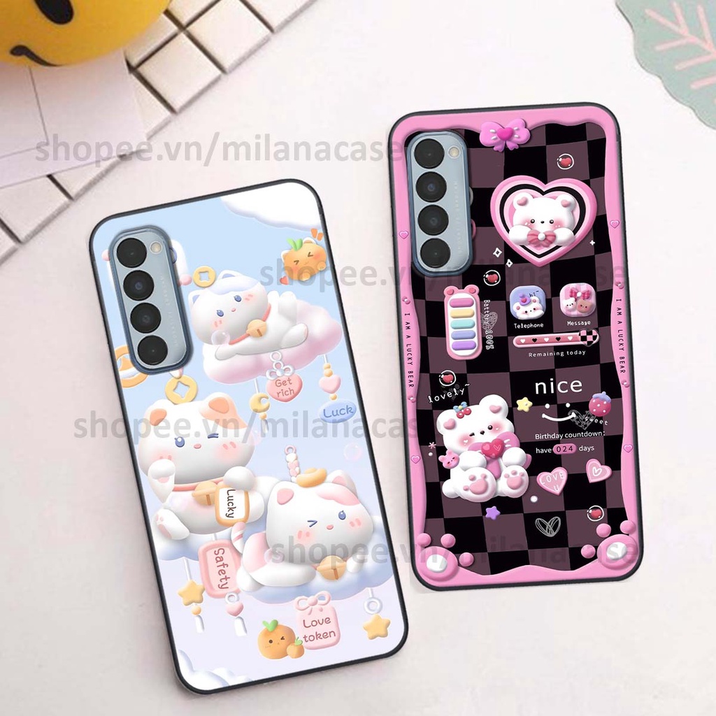 Ốp Oppo Reno4 /  Reno4 Pro / Reno 4 hình đồng hồ icon gấu mèo cute cực dễ thương ngộ nghĩnh