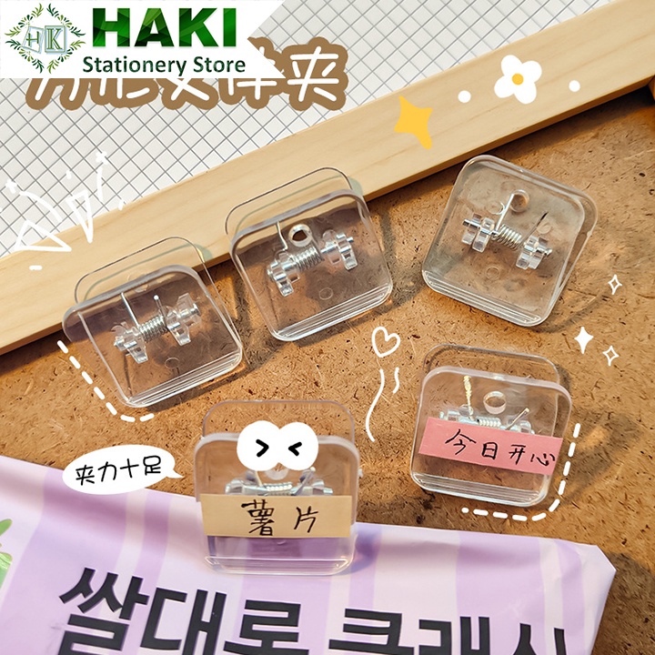 HAKI kẹp giấy trong suốt kẹp bướm giấy kẹp nhựa trong suốt giữ tài liệu tiện lợi KTL06