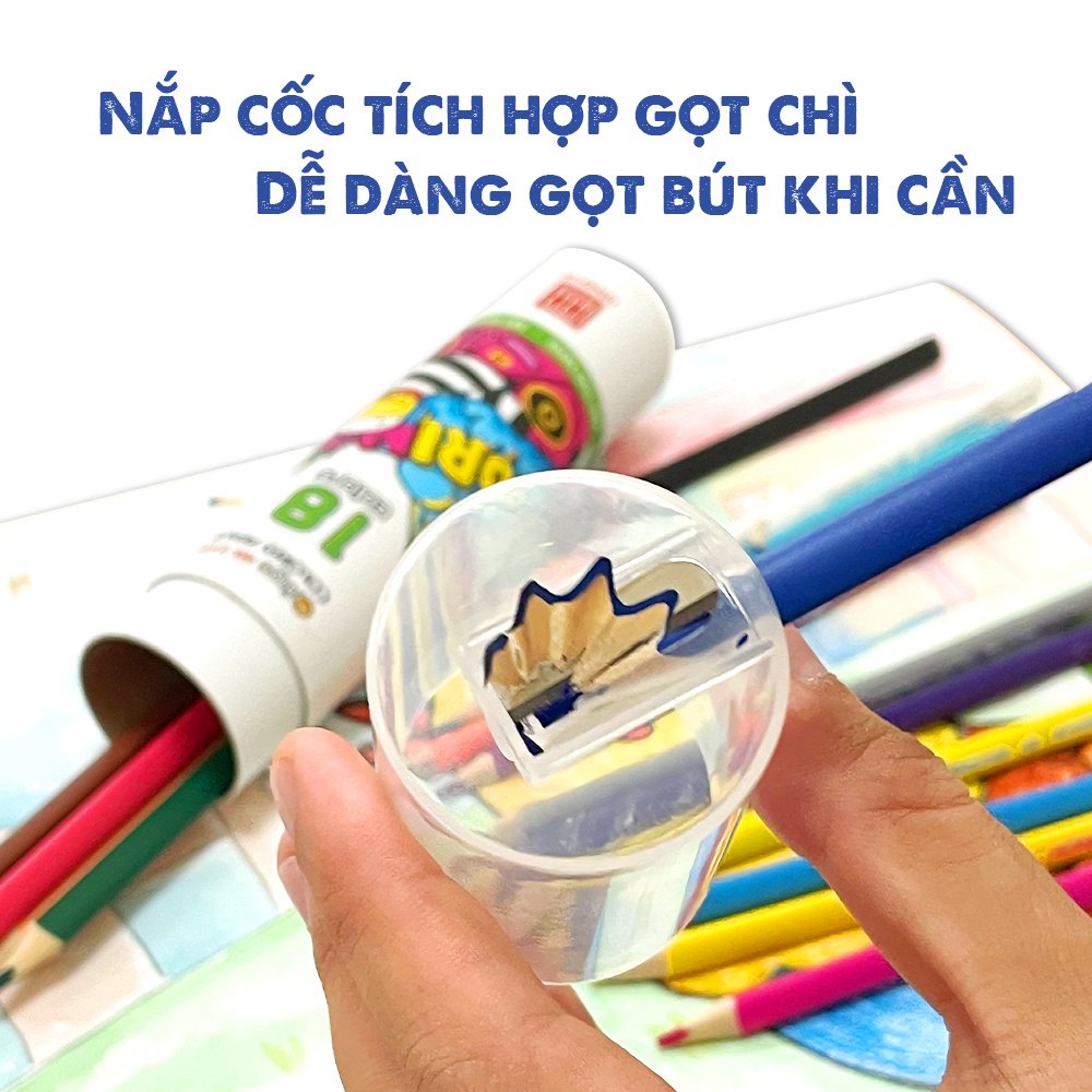 Bút chì màu Oringa Hồng Hà | 12/18 màu kèm gọt