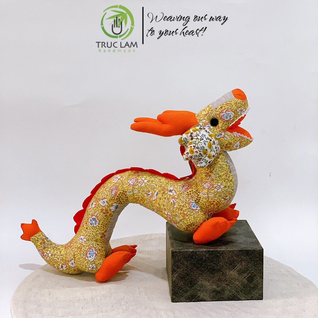 Đồ Chơi Cho Bé Thú Nhồi Bông Hình Con Rồng Mặt Cười Vải Hoa Bông Gòn Cao Cấp - Trúc Lâm Handmade