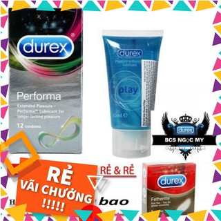 [DEAL HOT] Combo Bao Cao Su Kéo Dài Cuộc Yêu Durex Performa Và Gel Bôi Trơn Durex Play 50ml. Tặ