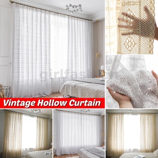 1 rèm cửa sổ kiểu đan móc thủ công retro với thanh móc sử dụng kép