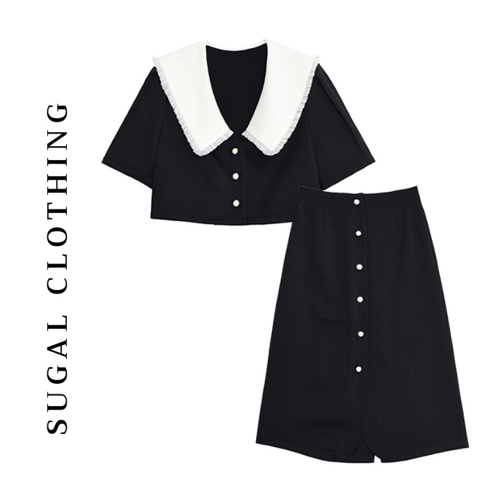 Set Nữ Áo Croptop Cổ Bèo Dáng Tiểu Thư Phối Chân Váy Dài Thời Trang Sugal SO MI NU 020 + CV NU 023