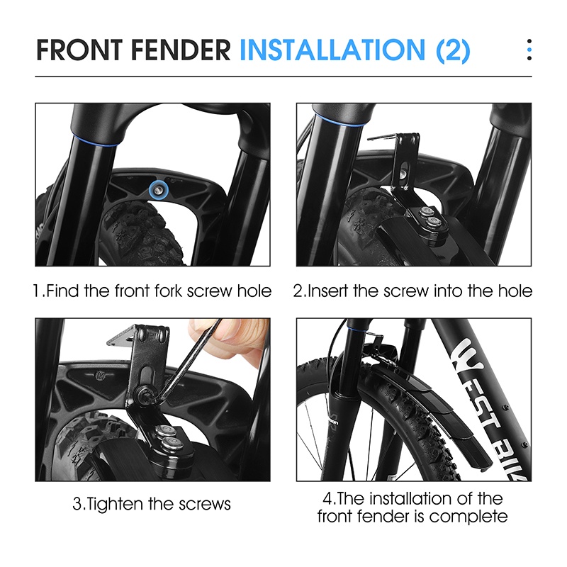 Dải chắn bùn phía trước/ phía sau WEST BIKING tiện lợi dành cho xe đạp leo núi xe đạp gấp