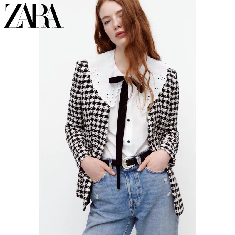 Áo dạ kẻ đen Zara xuất dư xịn cho nữ | BigBuy360 - bigbuy360.vn