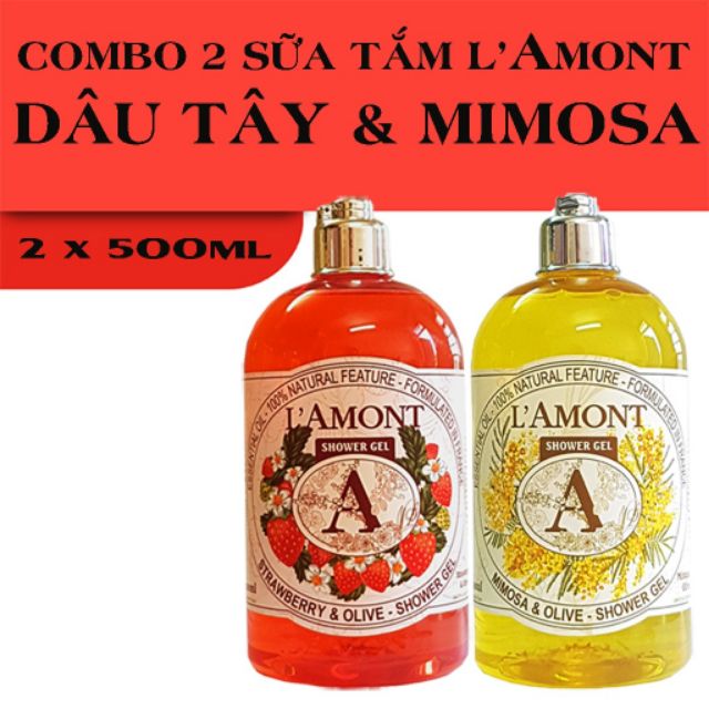 Combo 2 Chai Sữa Tắm LAmont En Provence Hương Hoa Hồng và Hoa Anh Đào - 500ml/chai