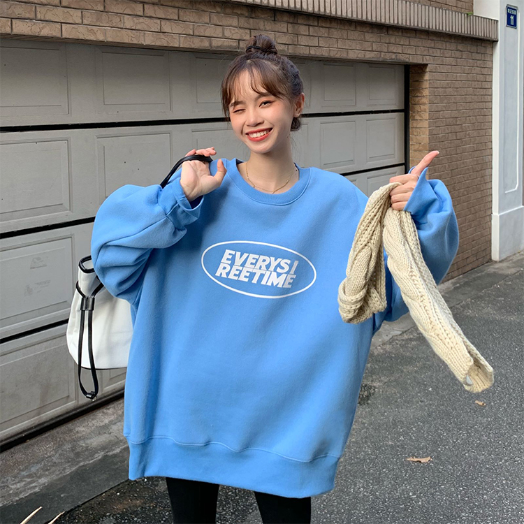 Áo sweater in họa tiết chữ tiếng Anh phong cách Hàn Quốc cho nữ