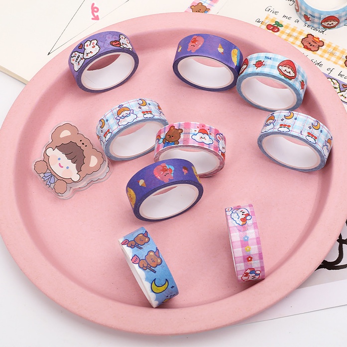 Cuộn Băng Keo Họa Tiết Hoạt Hình Nhiều Màu Dễ Thương 1.5cm*5m