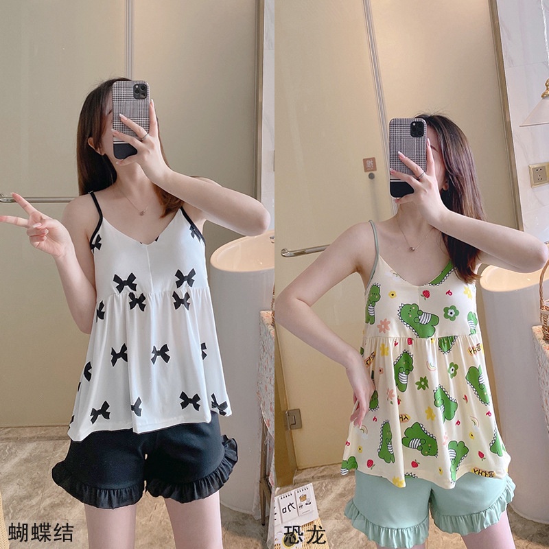 Đồ bộ ngủ mặc nhà 2 dây siêu dễ thương hot nhất hiện nay Rose Store