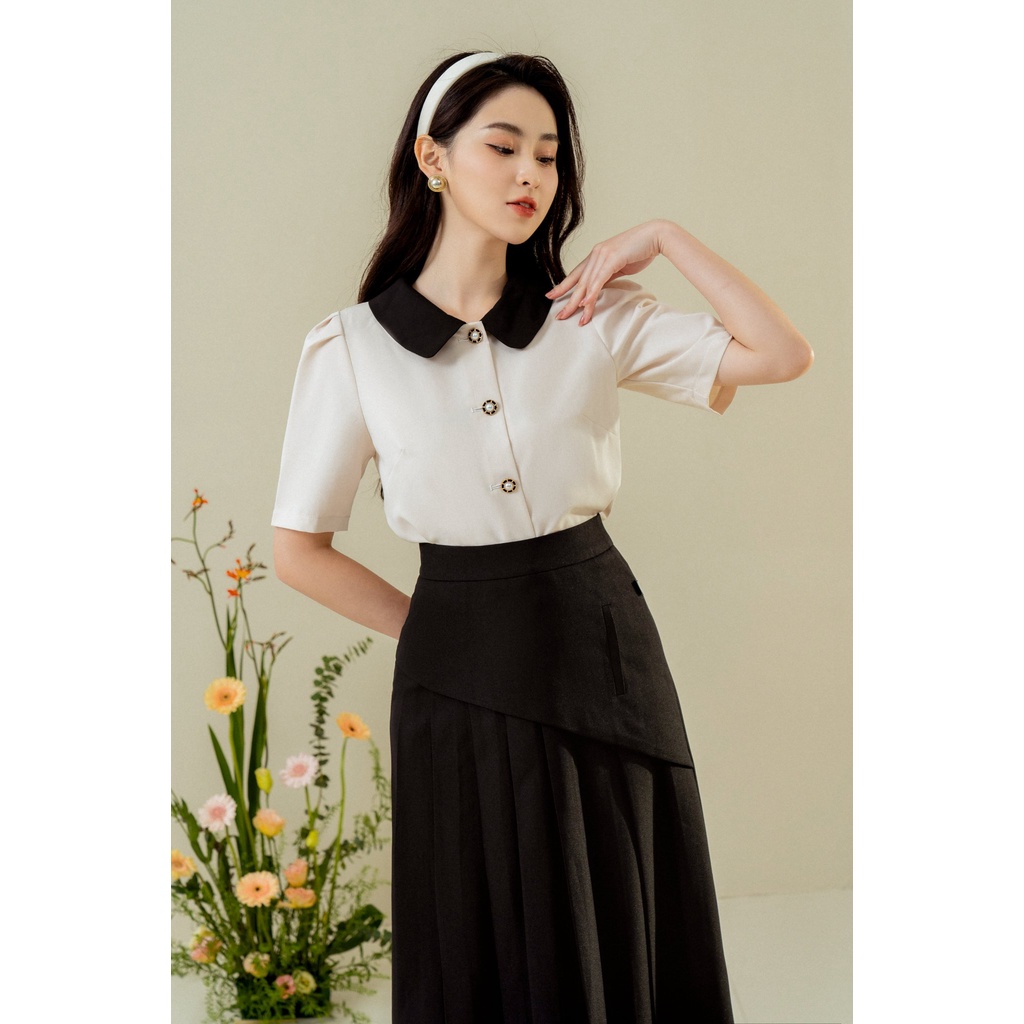 Chân váy dài xếp ly đáp ngoài TIINSTORE CHD079