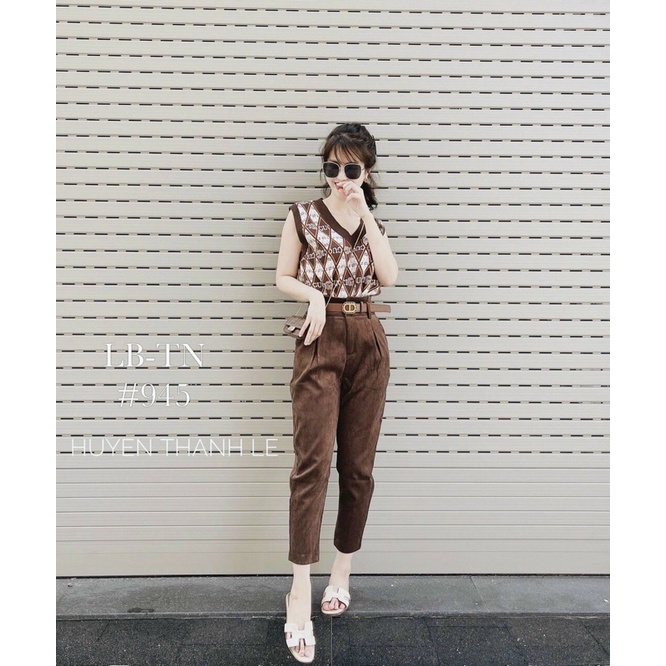 [Hình thật] Quần baggy nhung mẫu mới siêu hot (001)