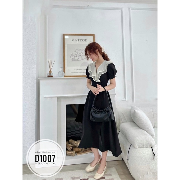 Bigsize Đầm cổ bèo voan D1007