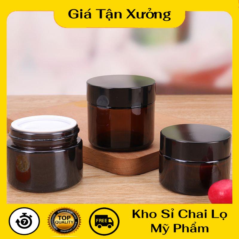 Hũ Chiết Mỹ Phẩm ❤ TRÙM SỈ ❤ Hũ Chiết Kem Thủy Tinh Nâu 15g,20g,30g,50g,100g chiết mỹ phẩm , phụ kiện du lịch