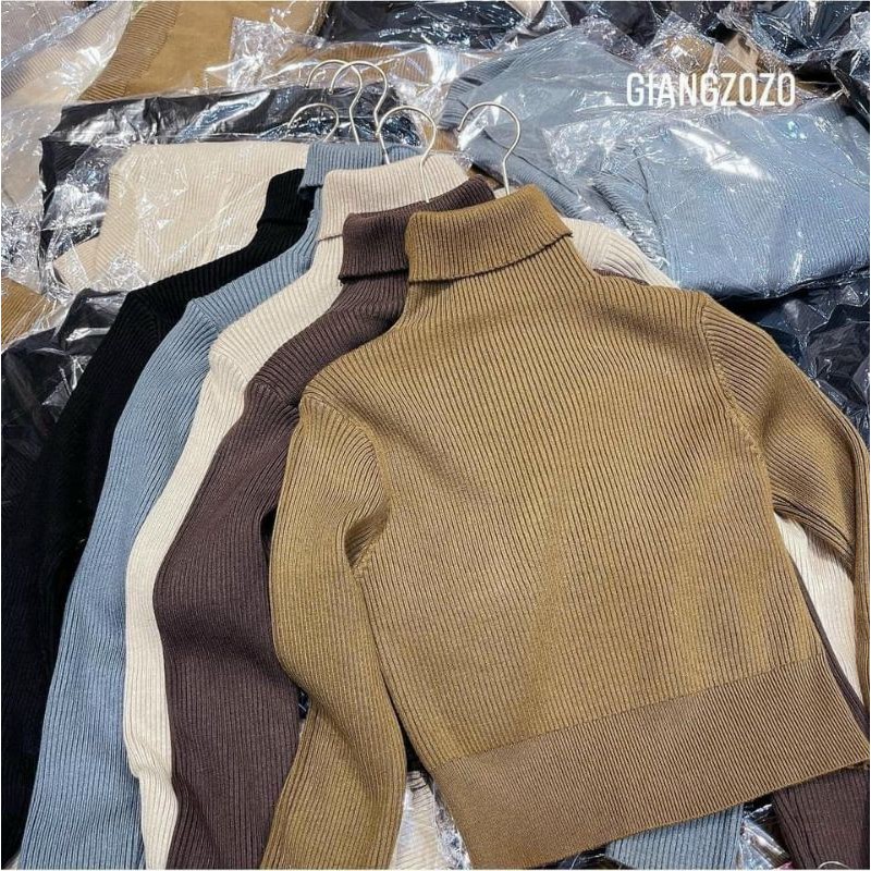 Áo len cổ lọ croptop hàng QCL1