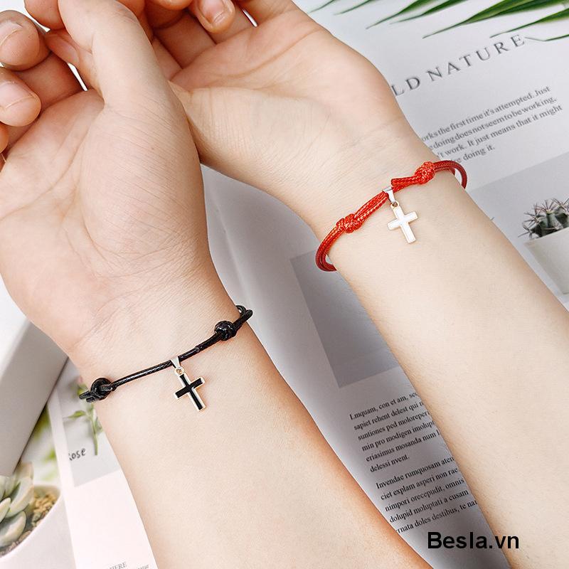 1 Cặp Vòng Tay Dây Sáp Hình Thánh Giá Thời Trang Cho Nữ