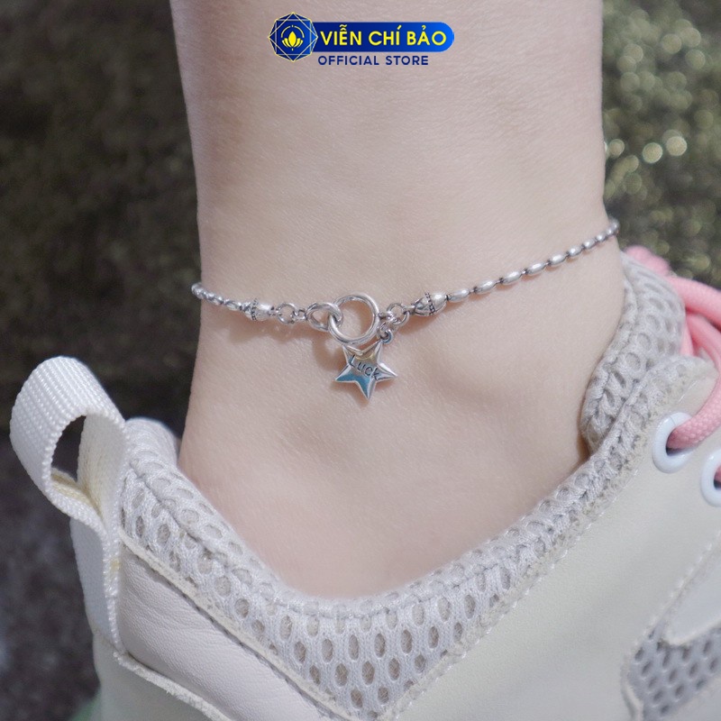 Lắc chân bạc nữ Lucky star chất liệu bạc Thái 925 thời trang phụ kiện trang sức nữ Viễn Chí Bảo L000256