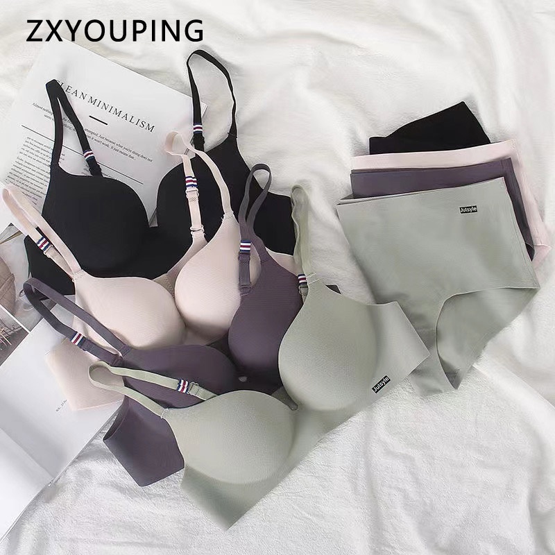 Bộ đồ lót Zxyouping không gọng nâng ngực không đường may vải lụa mát phong cách Anh Quốc cao cấp dành cho nữ
