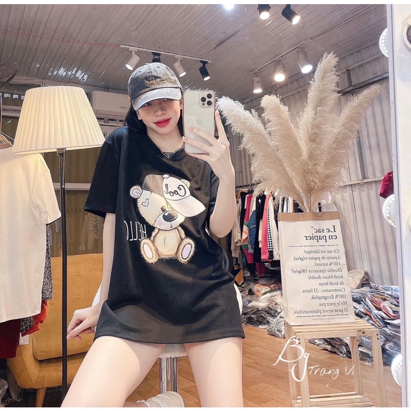 Áo Thun Đen Nam Nữ Tay Lỡ Chuẩn Form Rộng Hot Trend