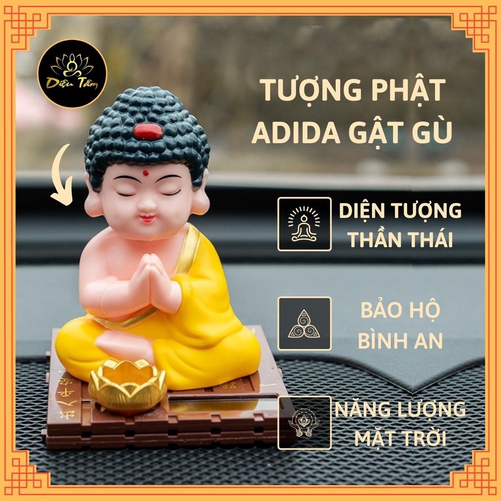 Tượng Phật A Di Đà gật đầu phụ kiện ô tô , trang trí ban thờ thần tài đồ thờ cúng đồ phong thủy