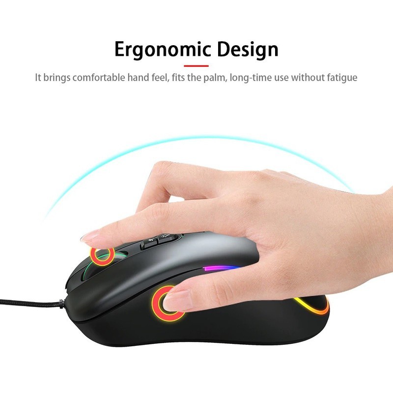 Chuột Gaming HXSJ J900; LED RGB Chơi Game Có Dây