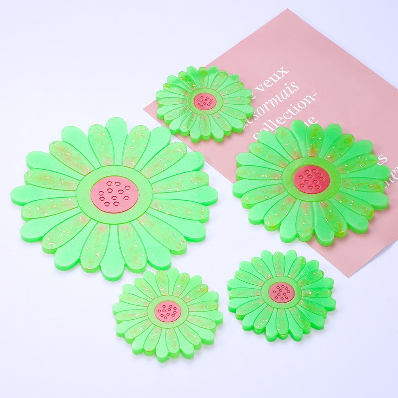 Sa Set 5 Khuôn Silicon Làm Đế Lót Ly Hình Hoa Cúc Xinh Xắn